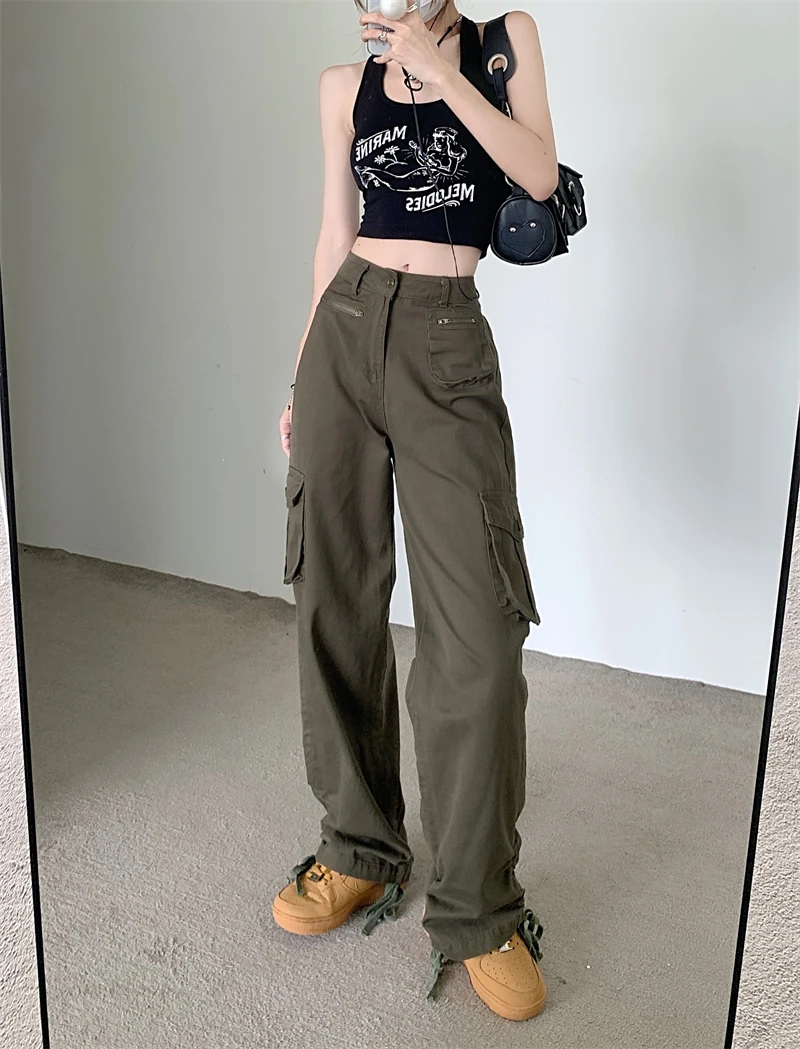 American Retro High Waist Straight Jeans Trousers Streetwear Multi-pocket Female Hiphop Cargo Denim Pants
American Retro High Waist Straight Jeans Trousers Streetwear Multi-pocket Female Hiphop Cargo Denim Pants