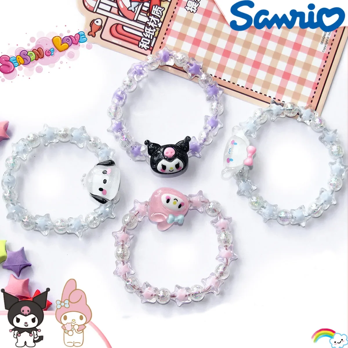 Sanrio Kuromi Cinnamoroll Хрустальный Браслет Kawaii MyMelody браслет супер фея милая пара бисера