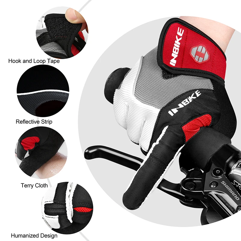 Перчатки для велоспорта INBIKE Full Finger - прочные перчатки для катания на велосипеде MTB, для активного отдыха на мотоцикле, с сенсорным экраном и подушечками IF239.