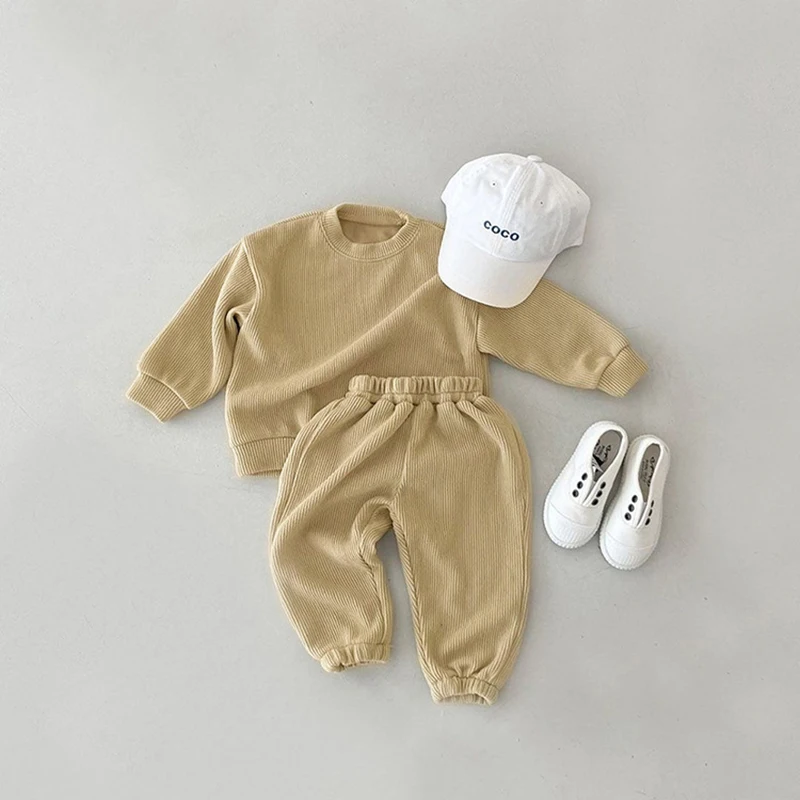 

LZH 2022 New Baby Girl Clothes Spring Autumn Suits For Boys Casual Two Pieces Kid Solid Long Sleeve Tops Pants Set 0-3 Years Old