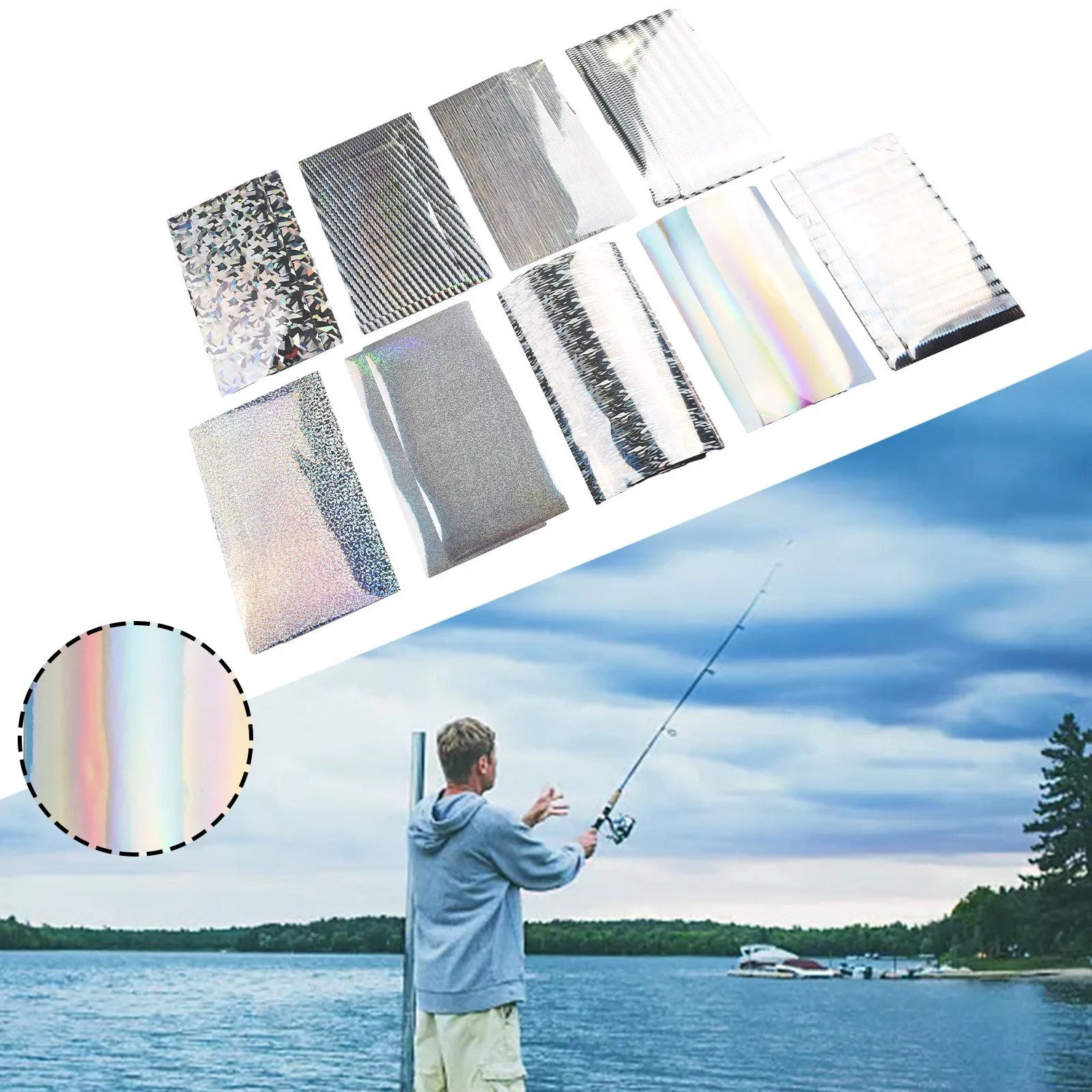 18pcs Lure Tape Holographic Reflective Belt Effectively Refract Light 20*10cm Size Upgrading Freshwater Lure Fishing Accessories
18pcs Lure Tape Holographic Reflective Belt Effectively Refract Light 20*10cm Size Upgrading Freshwater Lure Fishing Accessories