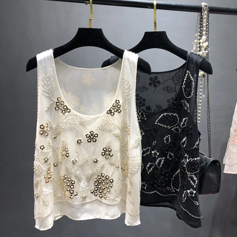 Heavy Hammer Bead Loose-fitting Sleeveless Vest Outside The New Summer 2023 Round Collar Sequins Embroidery Chiffon Blouse
Heavy Hammer Bead Loose-fitting Sleeveless Vest Outside The New Summer 2023 Round Collar Sequins Embroidery Chiffon Blouse