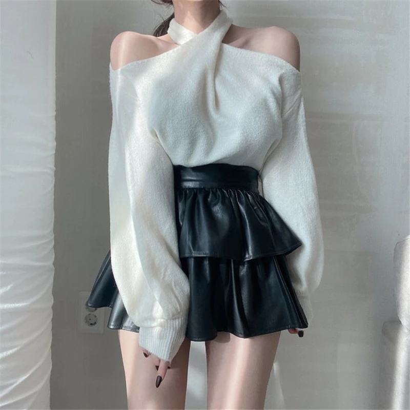 Cross Halter Sweaters Vintage Lantern Sleeve Jumpers Loose Women Chic Sexy Knitting Pullover OL Office Harajuku Knitwear O397
Cross Halter Sweaters Vintage Lantern Sleeve Jumpers Loose Women Chic Sexy Knitting Pullover OL Office Harajuku Knitwear O397