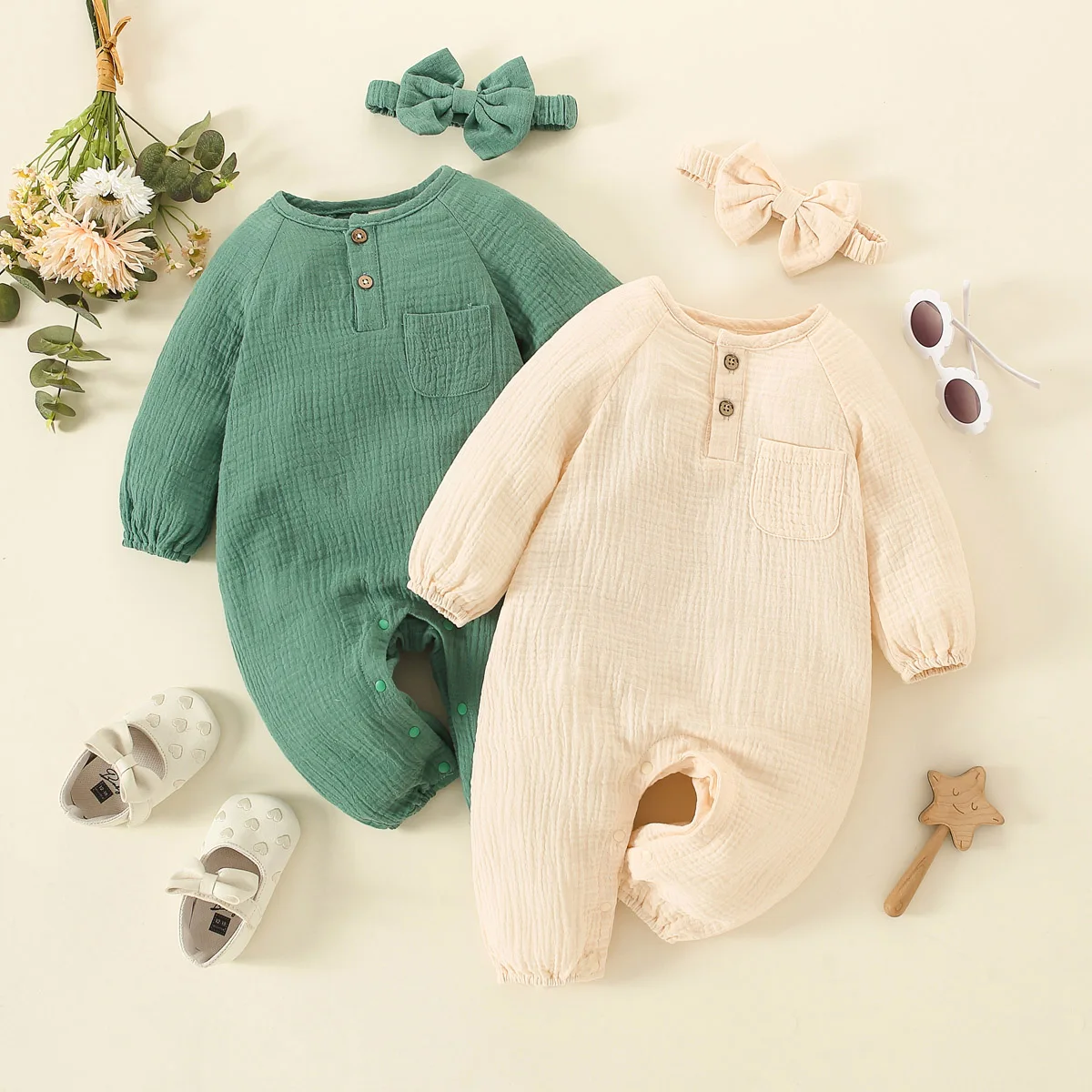 hibobi Baby Solid Color Long Sleeve Long-leg Romper With Headband Cotton Newborn Baby Clothes Baby Girls Boys Jumpsuits
hibobi Baby Solid Color Long Sleeve Long-leg Romper With Headband Cotton Newborn Baby Clothes Baby Girls Boys Jumpsuits