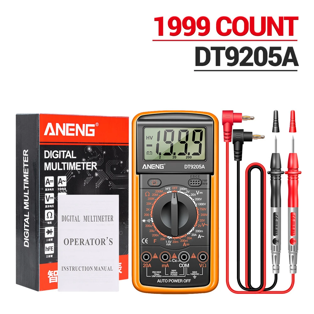 DT9205A Digital Multimeter AC/DC Transistor Tester Electrical NCV Test Meter Profesional Analog for Electrical Tools
DT9205A Digital Multimeter AC/DC Transistor Tester Electrical NCV Test Meter Profesional Analog for Electrical Tools