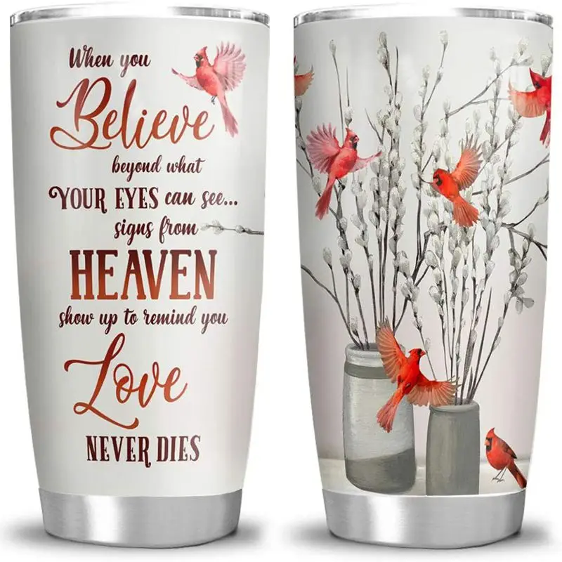 20oz Cardinal Bird in Heaven Tumbler Cup with Lid Double Wall Vacuum Thermos Insulated Travel Coffee Mug for Hot & Cold Water
20oz Cardinal Bird in Heaven Tumbler Cup with Lid Double Wall Vacuum Thermos Insulated Travel Coffee Mug for Hot & Cold Water
