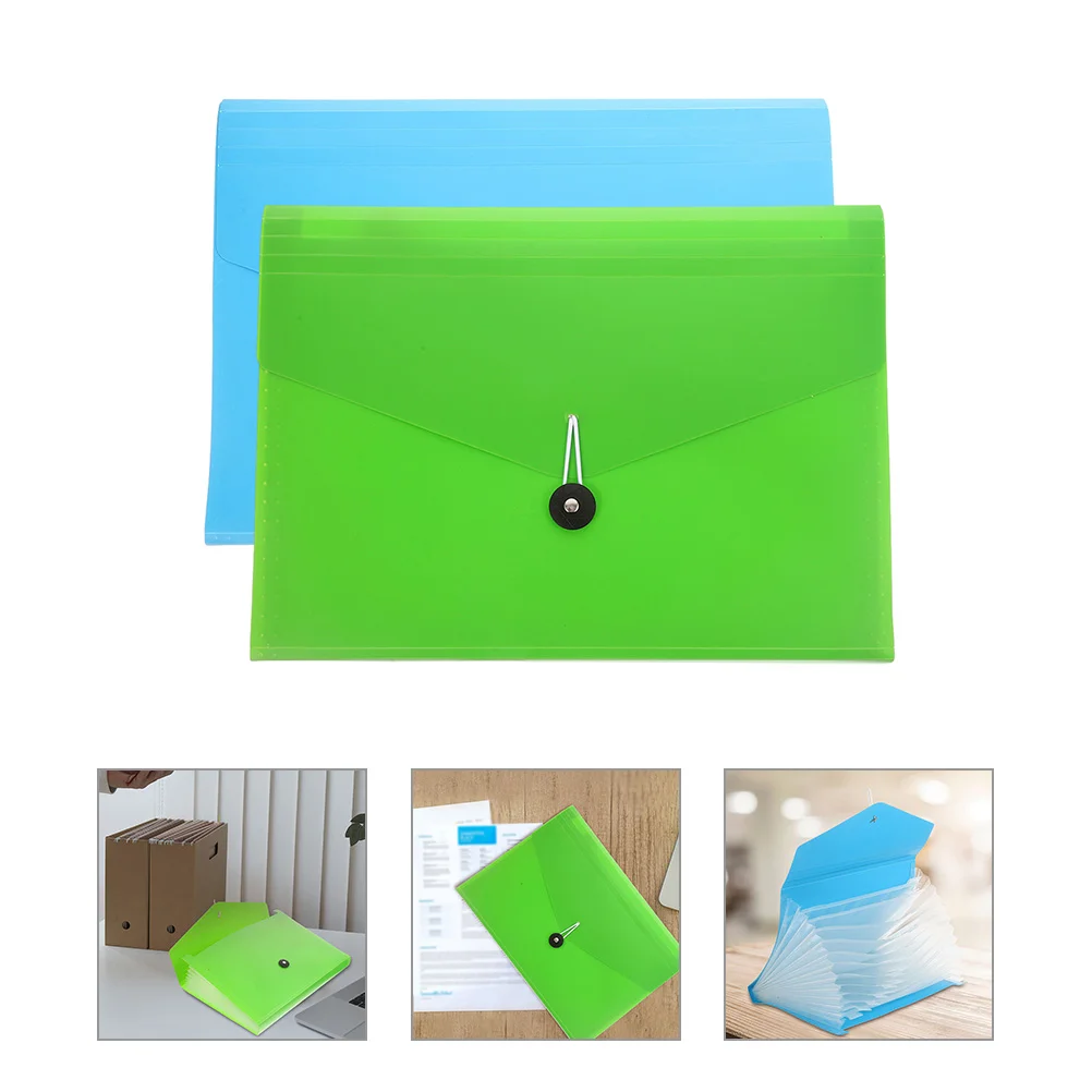 

2 Pcs Test Paper Clip File Holder Portable Organizer Accordian Binder Folder Pouch Receipt Accordion Pp Travel Document Bag