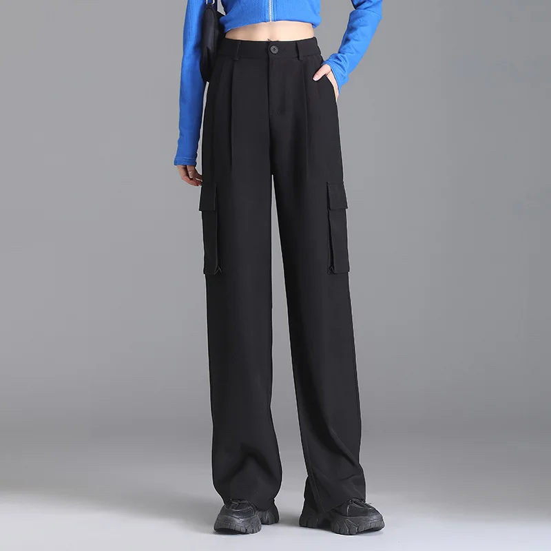Women Streetwear Fashion Black Wide Leg Cargo Pants 2022 Autumn Elastic High Waist Casual Loose Pocket Harem Trousers 4XL 7323
Women Streetwear Fashion Black Wide Leg Cargo Pants 2022 Autumn Elastic High Waist Casual Loose Pocket Harem Trousers 4XL 7323