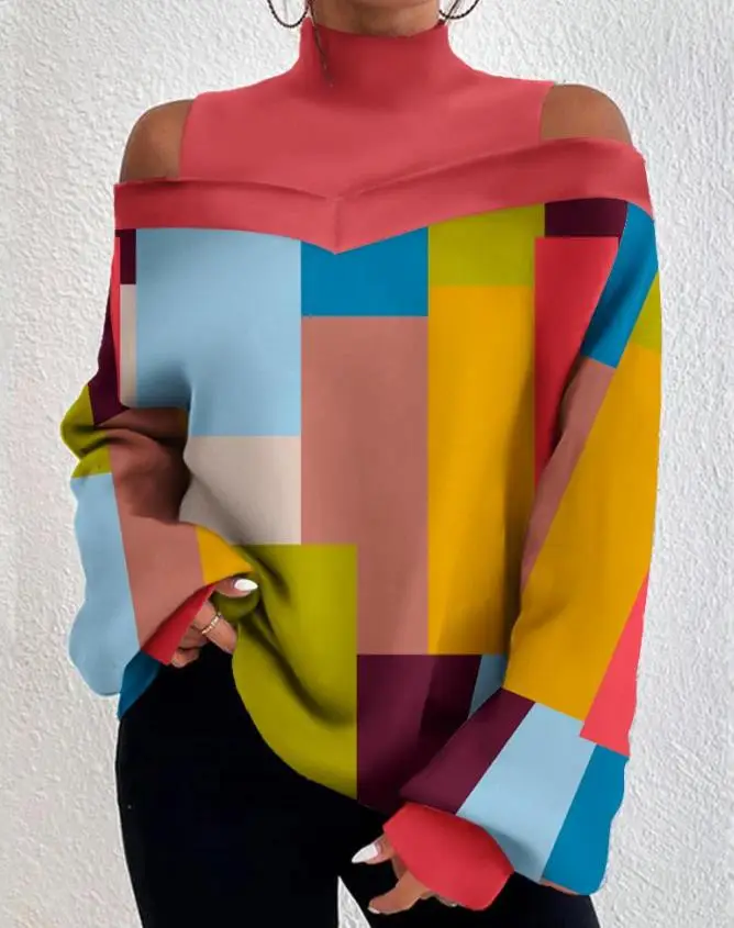 Women Clothing 2022 Fashion Top Long Sleeves Geometric Print Cold Shoulder Lantern Sleeve Top Casual Daily Blouses
Women Clothing 2022 Fashion Top Long Sleeves Geometric Print Cold Shoulder Lantern Sleeve Top Casual Daily Blouses