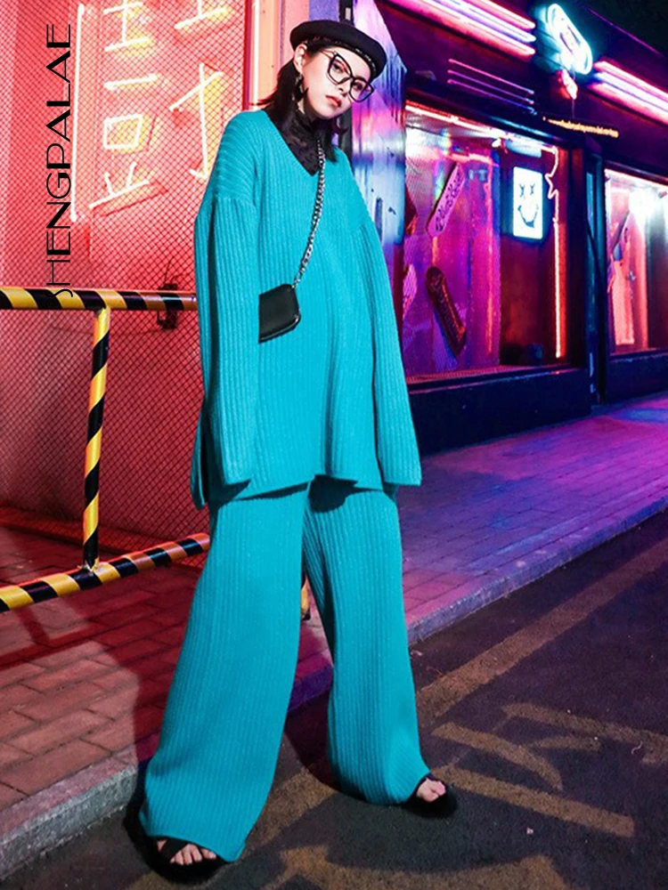SHENGPAIAE Wide Leg Pants Blue free Size Knitting Two Piece Suit New V-Neck Long Sleeve Women Fashion Spring Autumn 2022 1DF1706
SHENGPAIAE Wide Leg Pants Blue free Size Knitting Two Piece Suit New V-Neck Long Sleeve Women Fashion Spring Autumn 2022 1DF1706