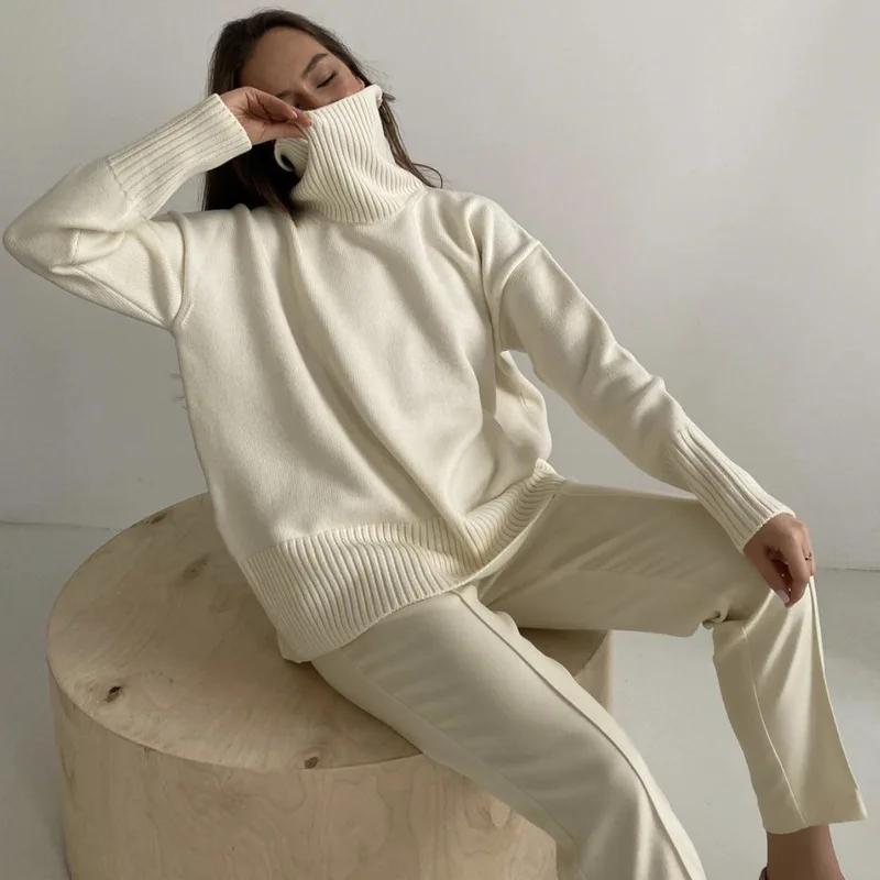 Черная водолазка Осень-зима 2022 длинные свитера для женщин Модный черный