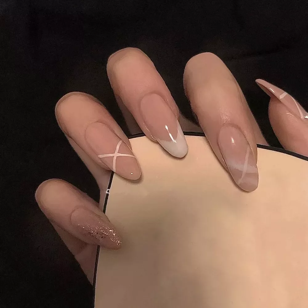 False Nails Almond French white design Artificial Ballerina Fake Nails With Glue Full Cover Nail Tips Press On Nails
False Nails Almond French white design Artificial Ballerina Fake Nails With Glue Full Cover Nail Tips Press On Nails