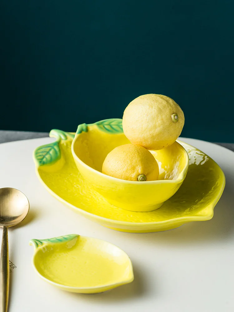 European Lemon Shape Dinner Plate Creative Cute Sauce Dish Ceramic Kitchen Tableware Dessert Breakfast Plate Rice Soup Bowl
European Lemon Shape Dinner Plate Creative Cute Sauce Dish Ceramic Kitchen Tableware Dessert Breakfast Plate Rice Soup Bowl
