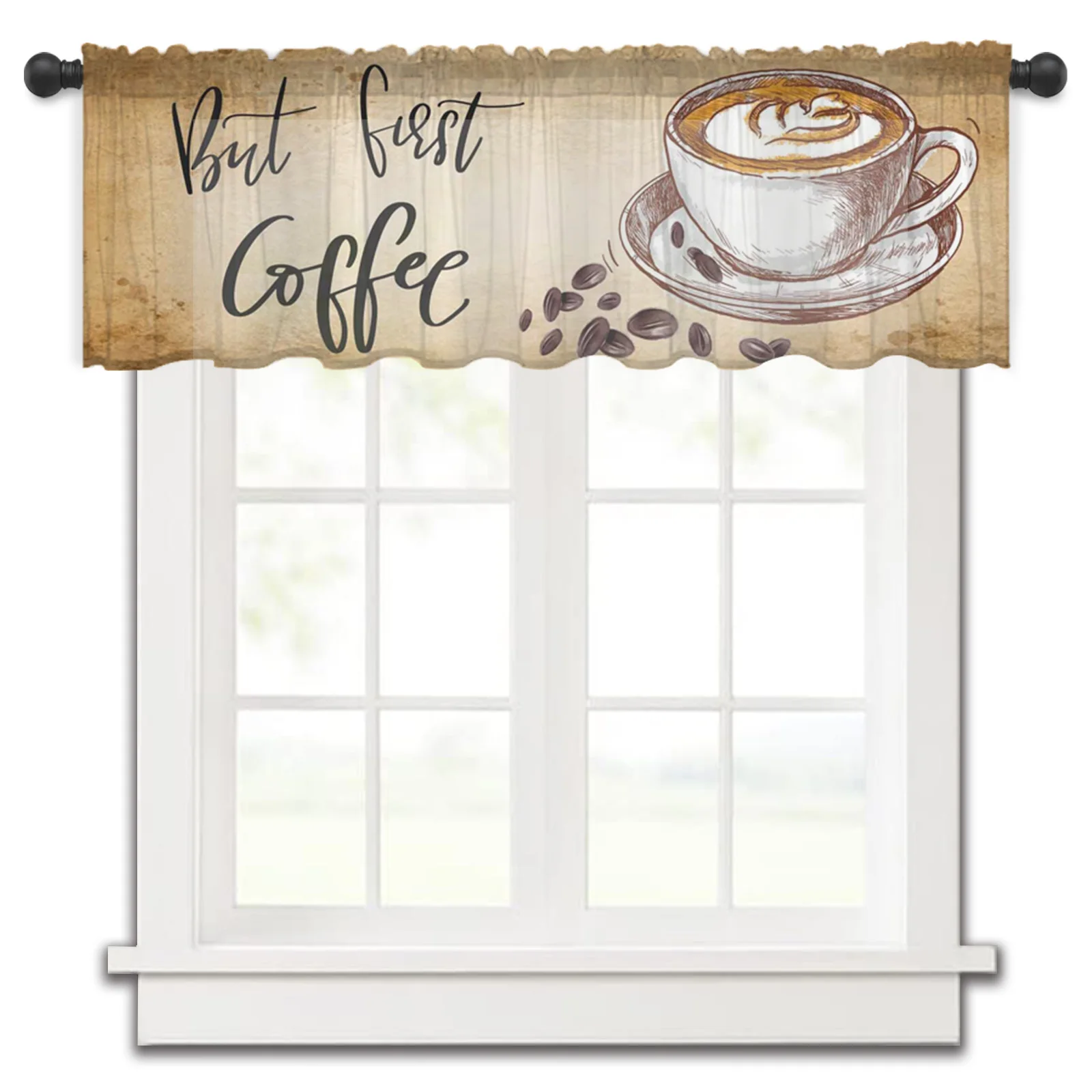 Coffee Coffee Beans Retro Kitchen Small Window Curtain Tulle Sheer Short Curtain Bedroom Living Room Home Decor Voile Drapes
Coffee Coffee Beans Retro Kitchen Small Window Curtain Tulle Sheer Short Curtain Bedroom Living Room Home Decor Voile Drapes
