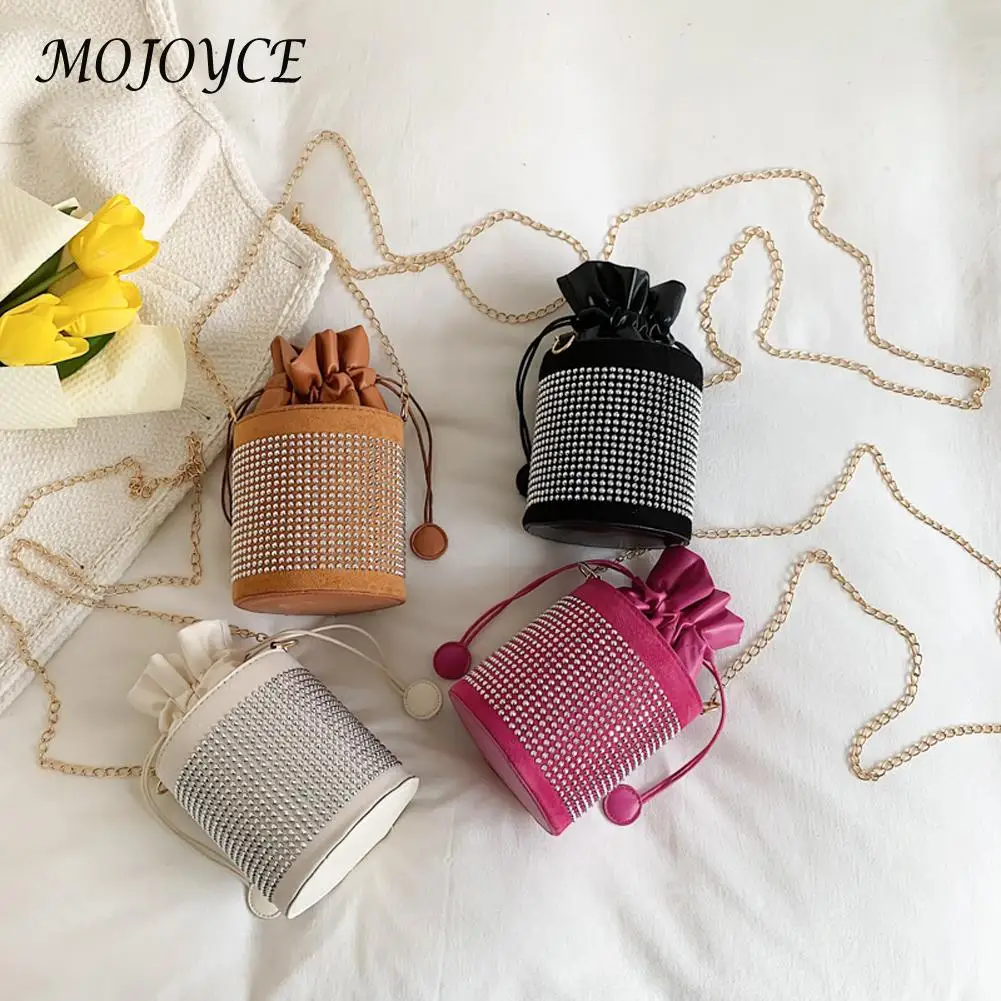 Fashion Diamond Rhinestone Shoulder Crossbody Bag Women Leather Cylinder Drawstring Chain Purses Travel Bucket Messenger Handbag
Fashion Diamond Rhinestone Shoulder Crossbody Bag Women Leather Cylinder Drawstring Chain Purses Travel Bucket Messenger Handbag