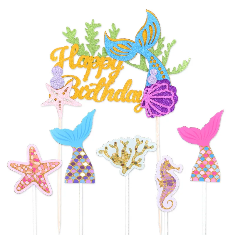 Mermaid Tail Cake Topper Happy Birthday Party Marine Animals Toppers for Cupcakes Baby Shower Boy or Girl Cake Decoration Kids
Mermaid Tail Cake Topper Happy Birthday Party Marine Animals Toppers for Cupcakes Baby Shower Boy or Girl Cake Decoration Kids