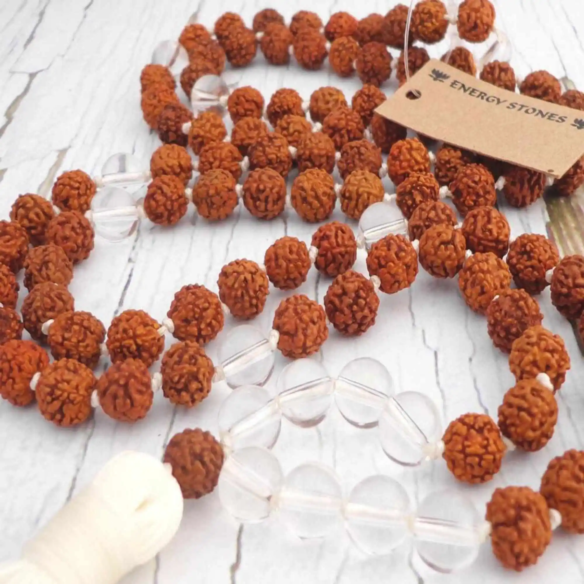 Natural 8mm brown Rudraksha Clear Quartz beads 108 knot Necklace Buddhism Seven Chakras Christmas Gift Pray Glowing
Natural 8mm brown Rudraksha Clear Quartz beads 108 knot Necklace Buddhism Seven Chakras Christmas Gift Pray Glowing