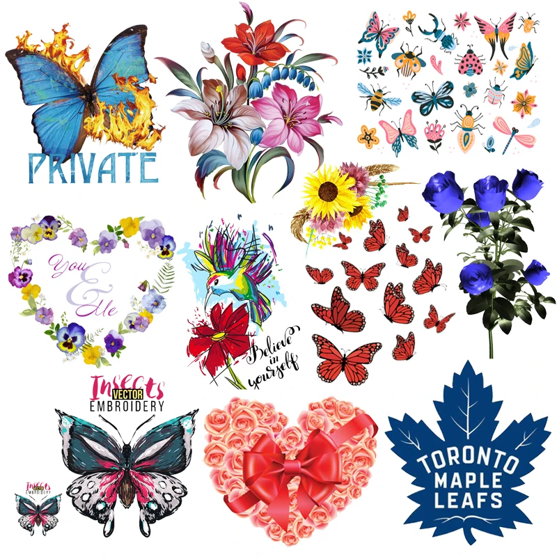 Butterfly Flower Iron-on Transfers for Clothing Thermoadhesive Patches on Clothes Sunflower Stickers Women's T-Shirt Appliques
Butterfly Flower Iron-on Transfers for Clothing Thermoadhesive Patches on Clothes Sunflower Stickers Women's T-Shirt Appliques