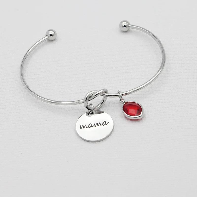 Stainless Steel MAMA Charm Birthstone Bracelet For Women Jewelry Pulseiras Bracelets Bangles Open Knot Cuff Bangle For Mother
Stainless Steel MAMA Charm Birthstone Bracelet For Women Jewelry Pulseiras Bracelets Bangles Open Knot Cuff Bangle For Mother