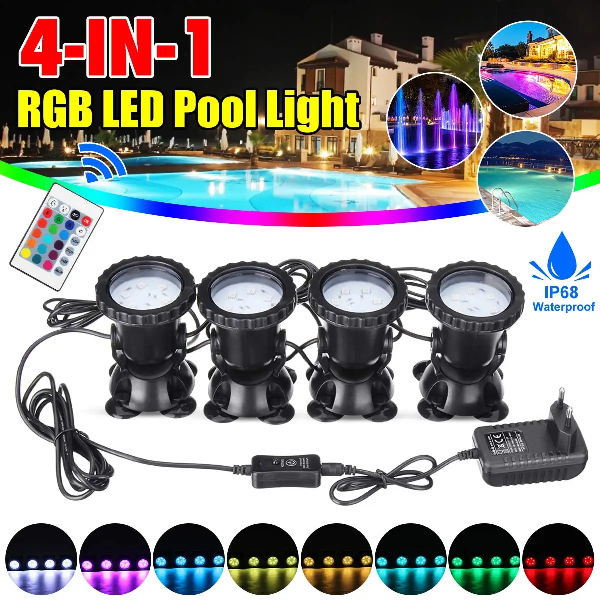 Best 1 set 1/2/4 light LED fountain Lamp RGB Underwater Swimming Pool light 7Types 100-240V Pond Decorative Lighting EU plug
Best 1 set 1/2/4 light LED fountain Lamp RGB Underwater Swimming Pool light 7Types 100-240V Pond Decorative Lighting EU plug