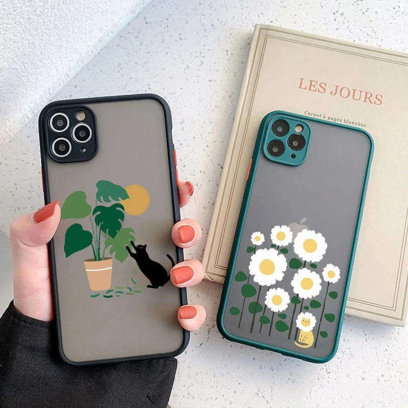 

Retro Banana Leaves Animal Cats Phone Case For Iphone 11 12 13 14 Pro Max X XS MAX XR 7 8 Plus SE2020 Mini Luxurious Back Covers