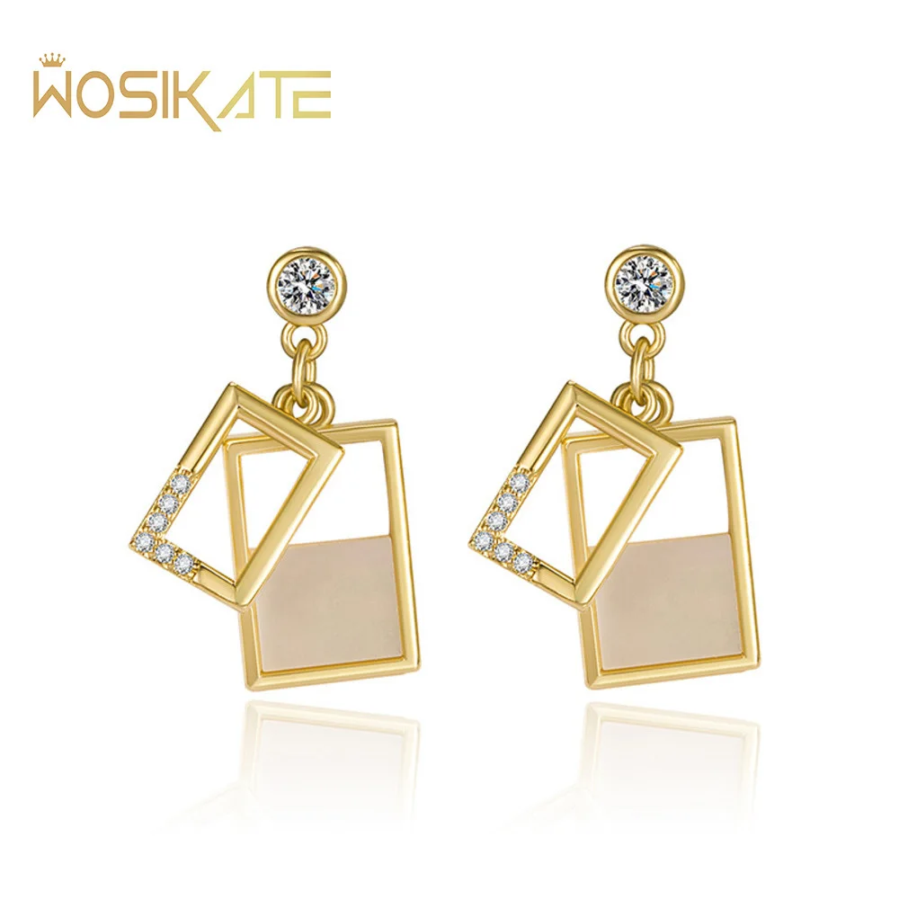 WOSIKATE Luxury Natural Shell Zircon Geometric Design Fashion Earrings For Women Cold Wind Drop Earrings High Quality Jewelry
WOSIKATE Luxury Natural Shell Zircon Geometric Design Fashion Earrings For Women Cold Wind Drop Earrings High Quality Jewelry