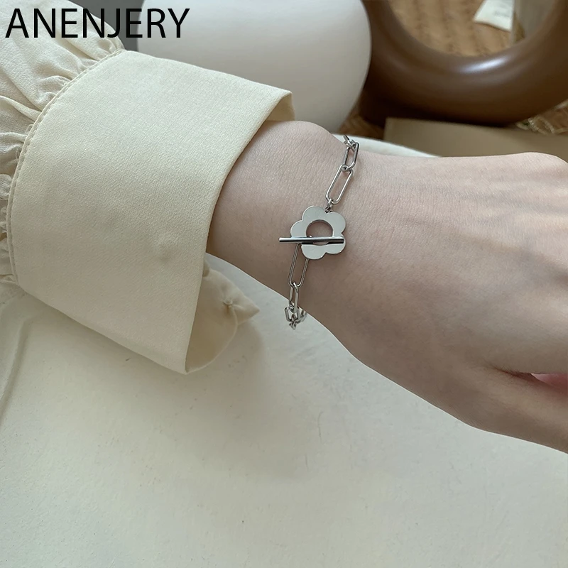 DAYIN S925 Sterling Silver Hollow Flower Link Chain Bracelet For Women Sweet OT Clasp Adjustable Bracelet S-B443
DAYIN S925 Sterling Silver Hollow Flower Link Chain Bracelet For Women Sweet OT Clasp Adjustable Bracelet S-B443