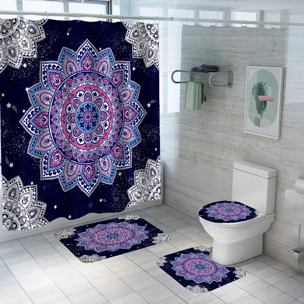 Boho Mandala Flower Shower Curtain Sets Bohemia Ethnic Colorful Stars Fabric Bathroom Set Non-Slip Rug Toilet Lid Cover Bath Mat
Boho Mandala Flower Shower Curtain Sets Bohemia Ethnic Colorful Stars Fabric Bathroom Set Non-Slip Rug Toilet Lid Cover Bath Mat