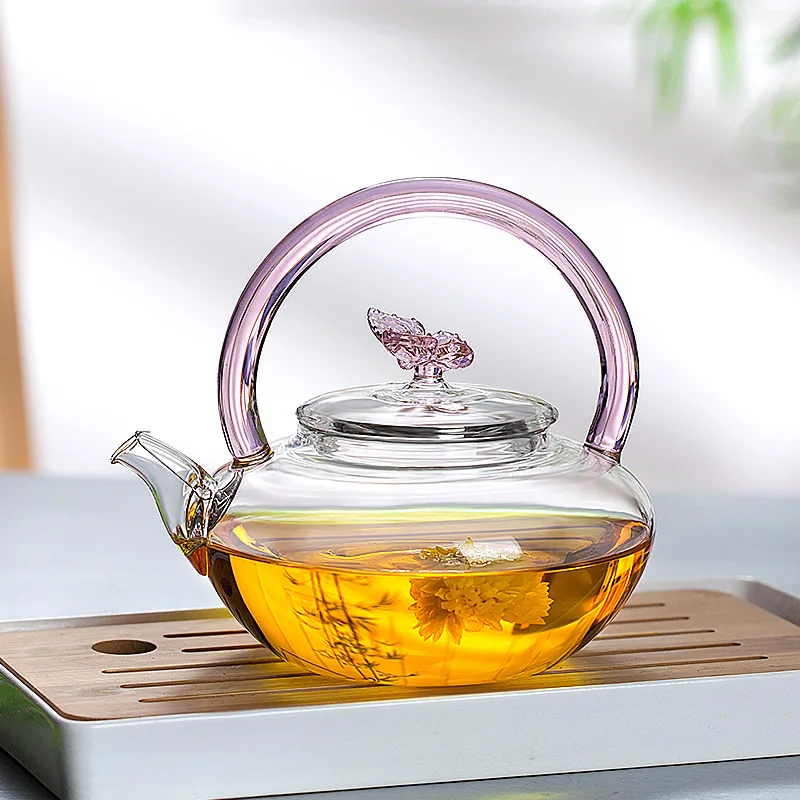 Pink Handle Glass Teapot Household Transparent Filter Tea Set Beam Pot Pu'er Tea Kettle Simple Chinese Flower Tea Pot Tea Maker
Pink Handle Glass Teapot Household Transparent Filter Tea Set Beam Pot Pu'er Tea Kettle Simple Chinese Flower Tea Pot Tea Maker