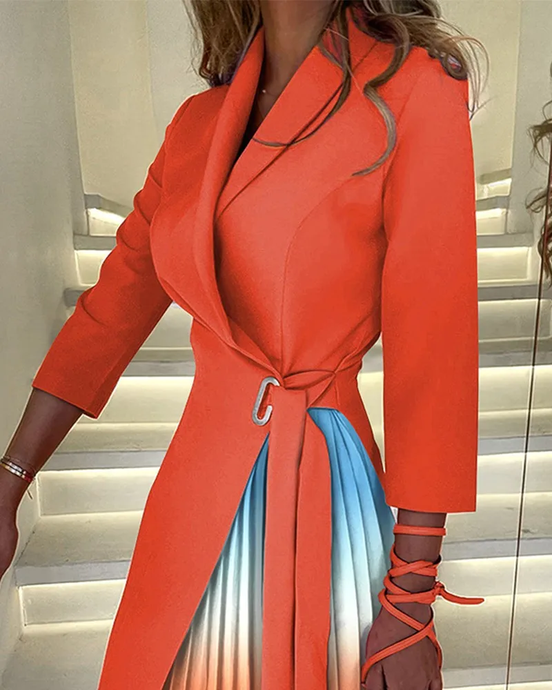 Autumn Patchwork Design Gradual Office Dress Women Fashion Strap V-Neck 3/4 Sleeve Pleated Party Dresses Elegant Work Clothes
Autumn Patchwork Design Gradual Office Dress Women Fashion Strap V-Neck 3/4 Sleeve Pleated Party Dresses Elegant Work Clothes