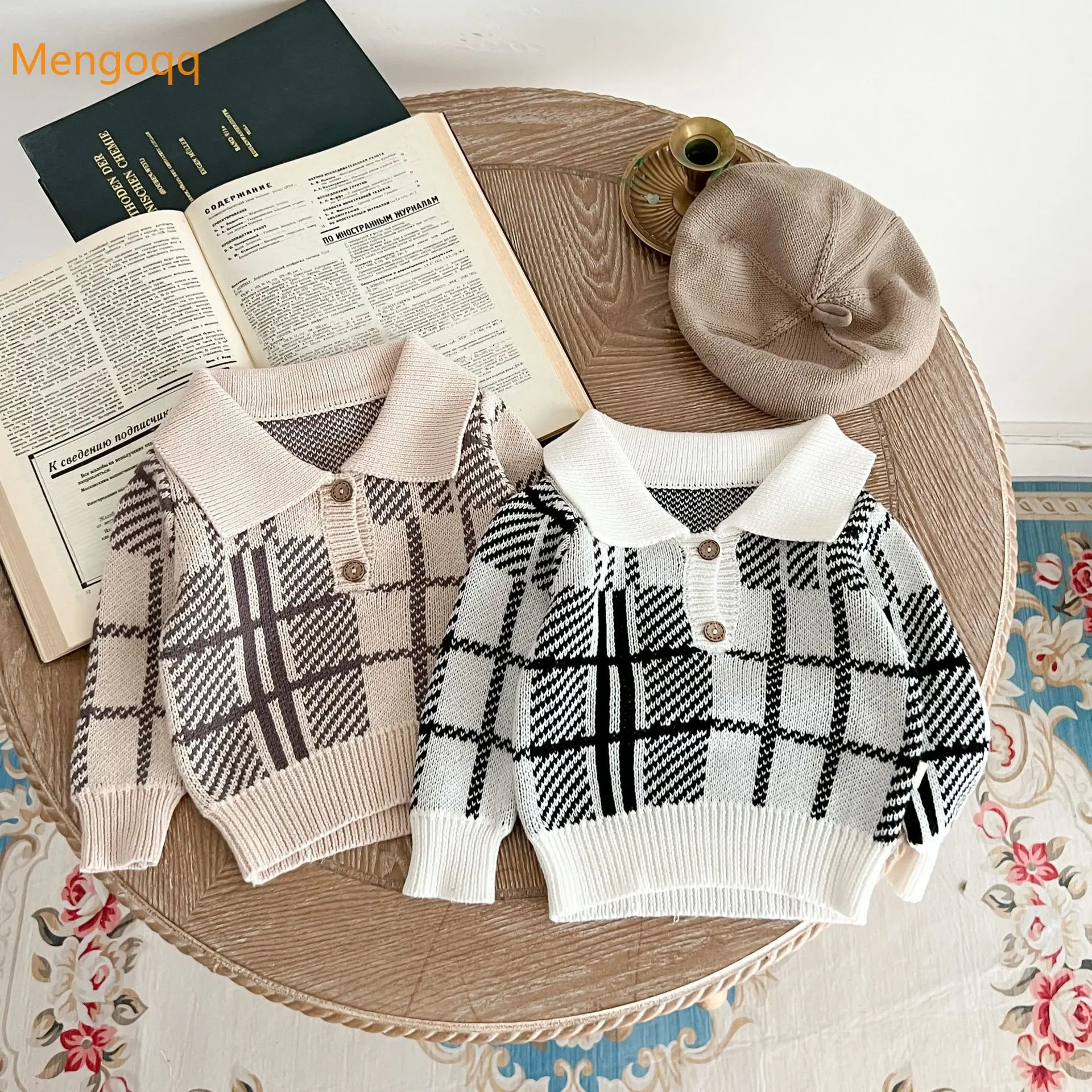 Осенне-зимний вязаный клетчатый пуловер с отворотом и длинными рукавами для новорожденных мальчиков 3-24 мес.
Осенне-зимний вязаный клетчатый пуловер с отворотом и длинными рукавами для новорожденных мальчиков 3-24 мес.