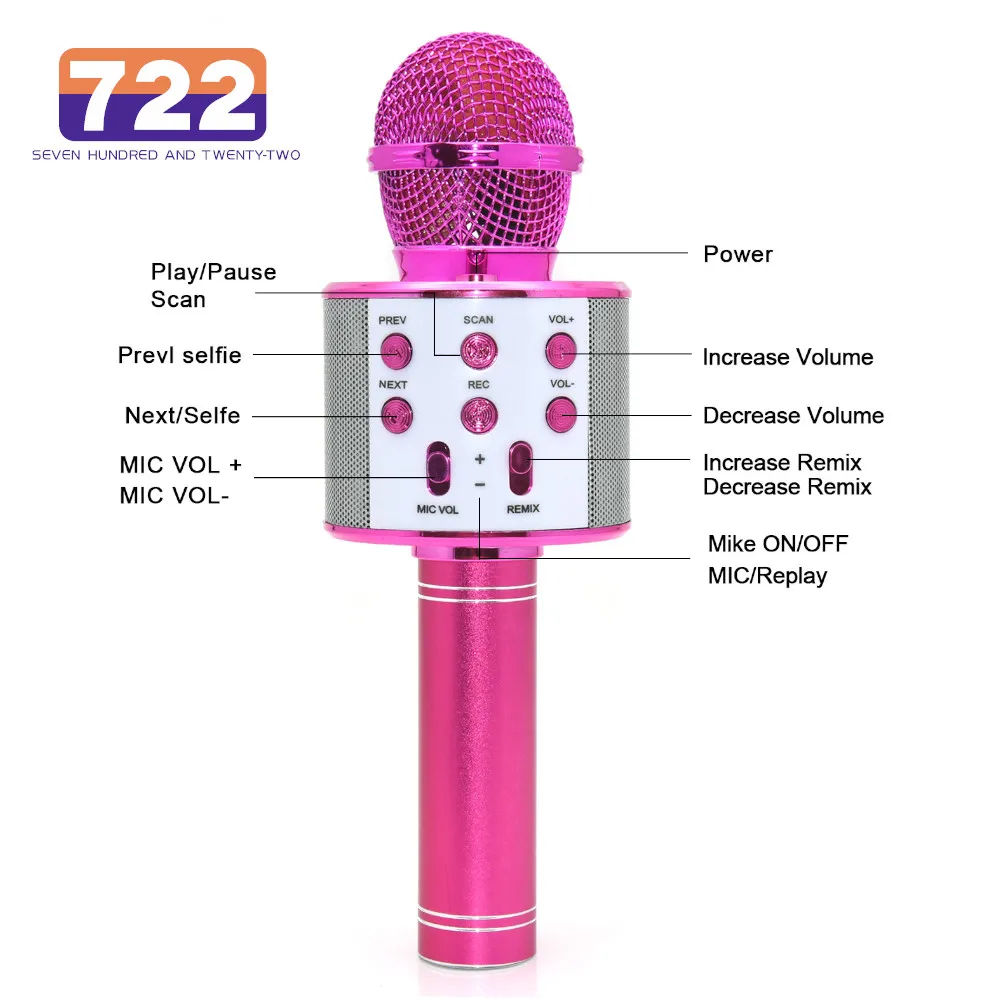 Wireless Karaoke Microphone Bluetooth Universal For Mobile Phone Home Children Party Karaoke Singing with LED Light for Kids
Wireless Karaoke Microphone Bluetooth Universal For Mobile Phone Home Children Party Karaoke Singing with LED Light for Kids