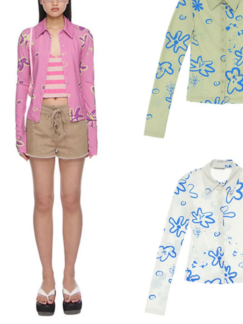 Women's Flower Print Ice-Silk Shirt Sun Protection One Piece More Wear 2022 New Ladies Single Breasted Long Sleeve Blouse Top
Women's Flower Print Ice-Silk Shirt Sun Protection One Piece More Wear 2022 New Ladies Single Breasted Long Sleeve Blouse Top