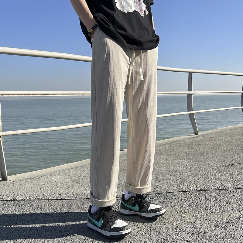 2023 Spring New Men's Casual Pants Fashion Baggy Corduroy Straight Pants Elastic Waist Ankle Length Korean Streetwear Beige
2023 Spring New Men's Casual Pants Fashion Baggy Corduroy Straight Pants Elastic Waist Ankle Length Korean Streetwear Beige