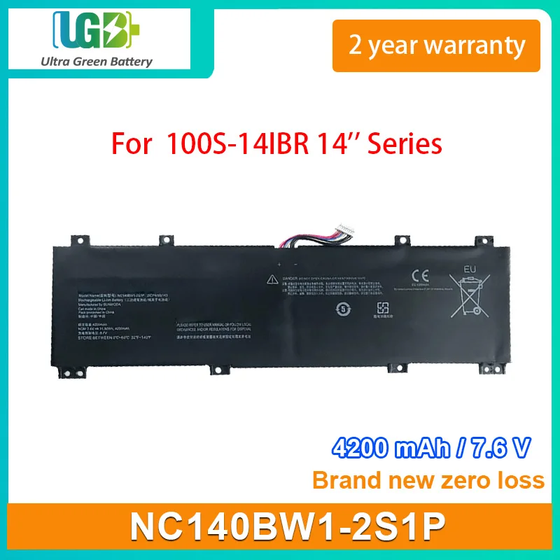 UGB New NC140BW1-2S1P Laptop Battery For Lenovo IdeaPad 100S-14IBR 14'' 100S 0813002 80R9 21CP4/58/145 7.6V 4200mAh
UGB New NC140BW1-2S1P Laptop Battery For Lenovo IdeaPad 100S-14IBR 14'' 100S 0813002 80R9 21CP4/58/145 7.6V 4200mAh