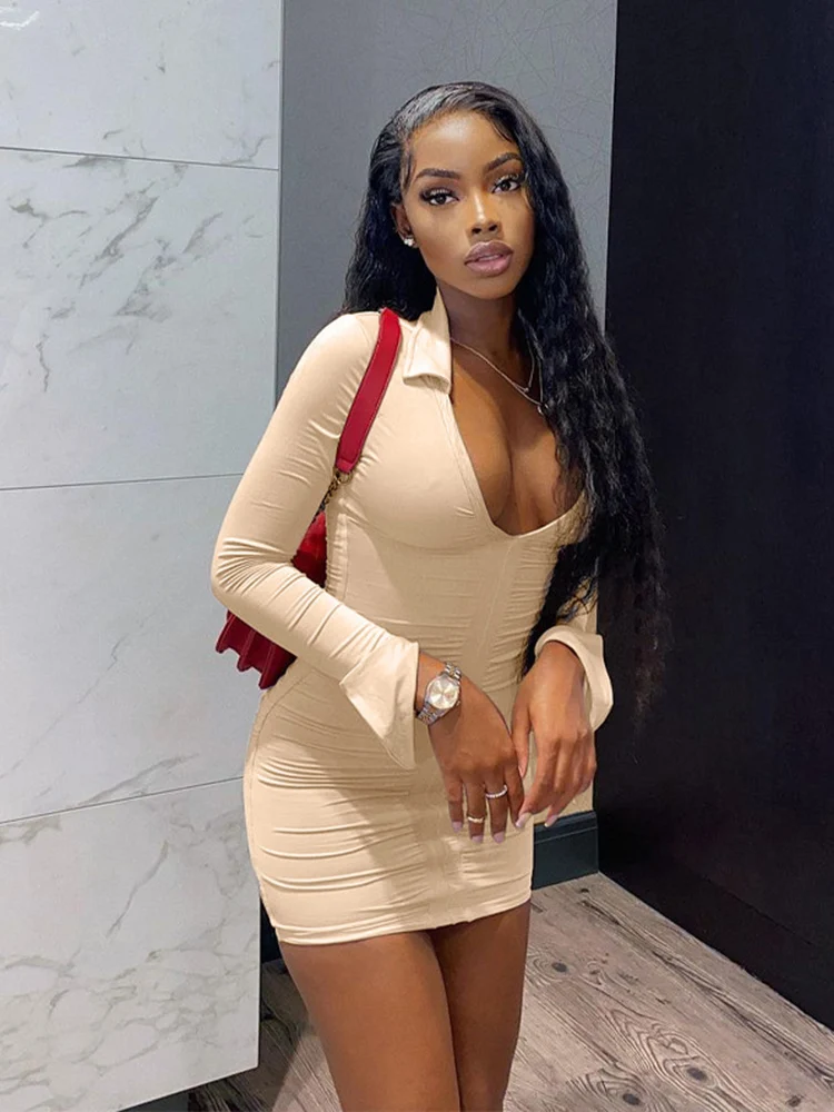 Fall Turndown Collar V, Neck Bodycon Mini Dresses Women Clothes 2022 Clothing Long Sleeves Ladies Fashion Ruched Short Dress
Fall Turndown Collar V, Neck Bodycon Mini Dresses Women Clothes 2022 Clothing Long Sleeves Ladies Fashion Ruched Short Dress