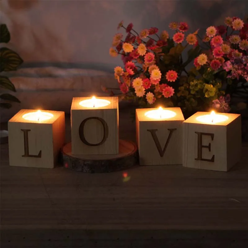 4 Pieces/Pack Wooden LOVE Candlestick Candle Holders Candlelights Gift for Lovers Boyfriend Girlfriend Romantic Home Decor
4 Pieces/Pack Wooden LOVE Candlestick Candle Holders Candlelights Gift for Lovers Boyfriend Girlfriend Romantic Home Decor