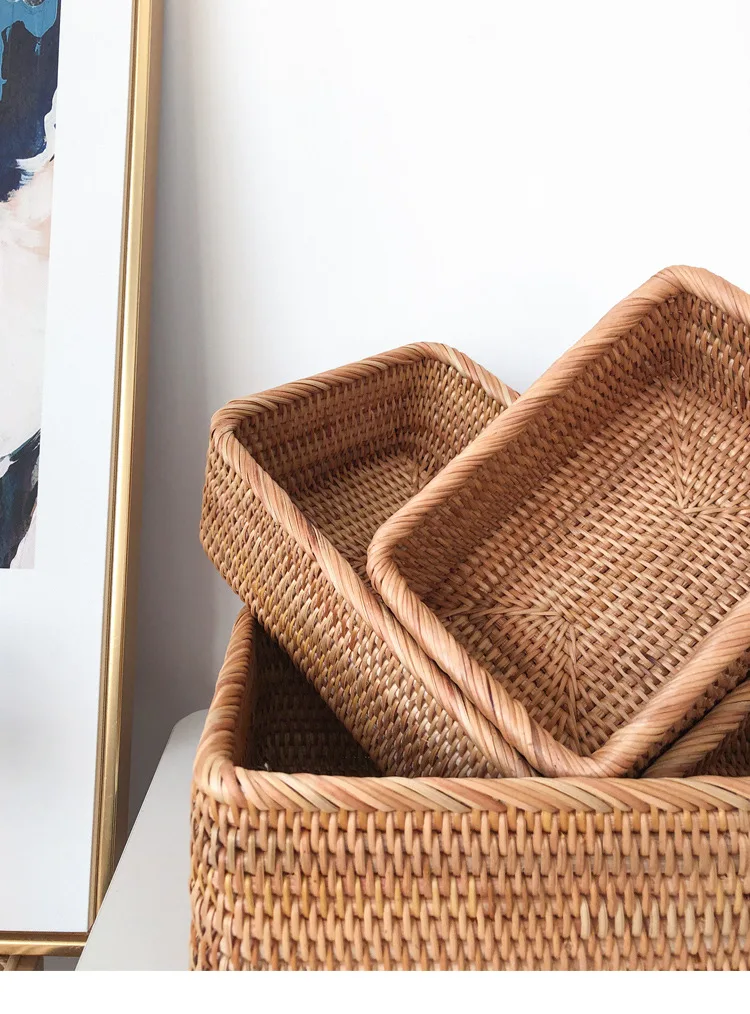 Hand-woven Rattan Wicker Basket Square Handmade Rattan Storage Basket Household Food Cosmetic Storage Box for Cake Snack Drink
Hand-woven Rattan Wicker Basket Square Handmade Rattan Storage Basket Household Food Cosmetic Storage Box for Cake Snack Drink