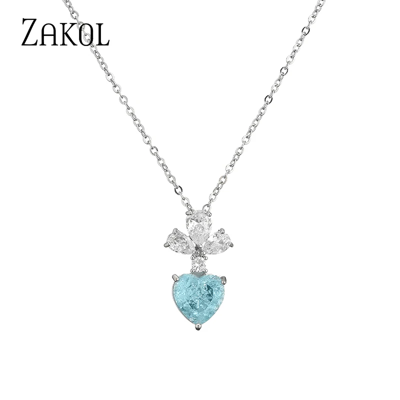 ZAKOL Exquisite Ocean Blue Burst Cubic Zirconia Heart Pendant Necklaces for Women Exquisite Birthday Christmas Girls Jewelry
ZAKOL Exquisite Ocean Blue Burst Cubic Zirconia Heart Pendant Necklaces for Women Exquisite Birthday Christmas Girls Jewelry