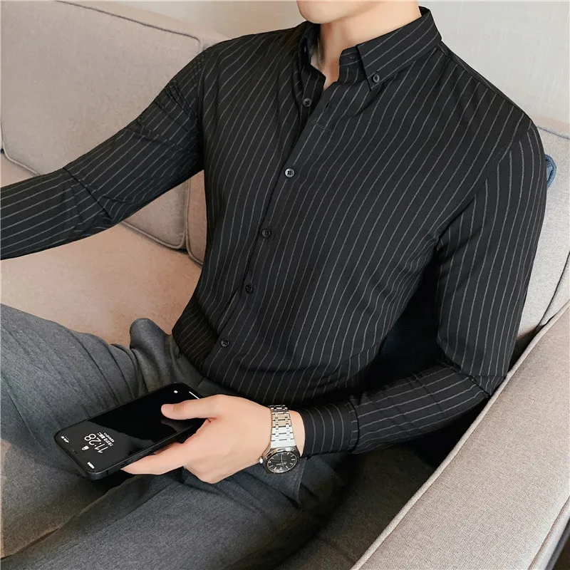 2022 Fashion Business Social Office Mens Clothing Plus Size 4XL Long Sleeve Men's Striped Shirts Prom Slim Fit Tuxedo Blouse Men
2022 Fashion Business Social Office Mens Clothing Plus Size 4XL Long Sleeve Men's Striped Shirts Prom Slim Fit Tuxedo Blouse Men