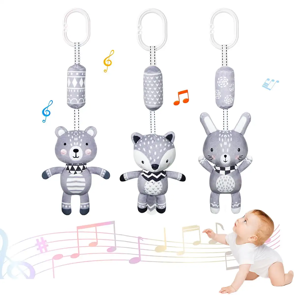 3 PCS Baby Car Seat Toys, 0-12M Hanging Rattle Sensor and Musical Toys Wind Chime Toys
3 PCS Baby Car Seat Toys, 0-12M Hanging Rattle Sensor and Musical Toys Wind Chime Toys