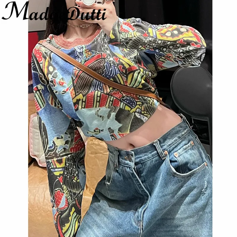 11.2 MadgeDutti Contrast Color Vintage Cartoon Print O-Neck Long Sleeve Crop Pullover Sweatshirt Women
11.2 MadgeDutti Contrast Color Vintage Cartoon Print O-Neck Long Sleeve Crop Pullover Sweatshirt Women