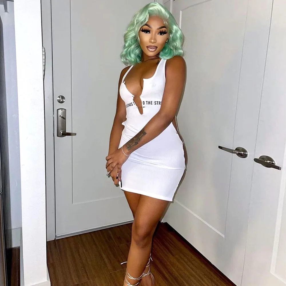 Streetwear Side Hollow Brooch Bodycon Mini Dresses for Women Y2k Clothes Letter Print Sleeveless Cleavage Fitness Tank Vestidos
Streetwear Side Hollow Brooch Bodycon Mini Dresses for Women Y2k Clothes Letter Print Sleeveless Cleavage Fitness Tank Vestidos