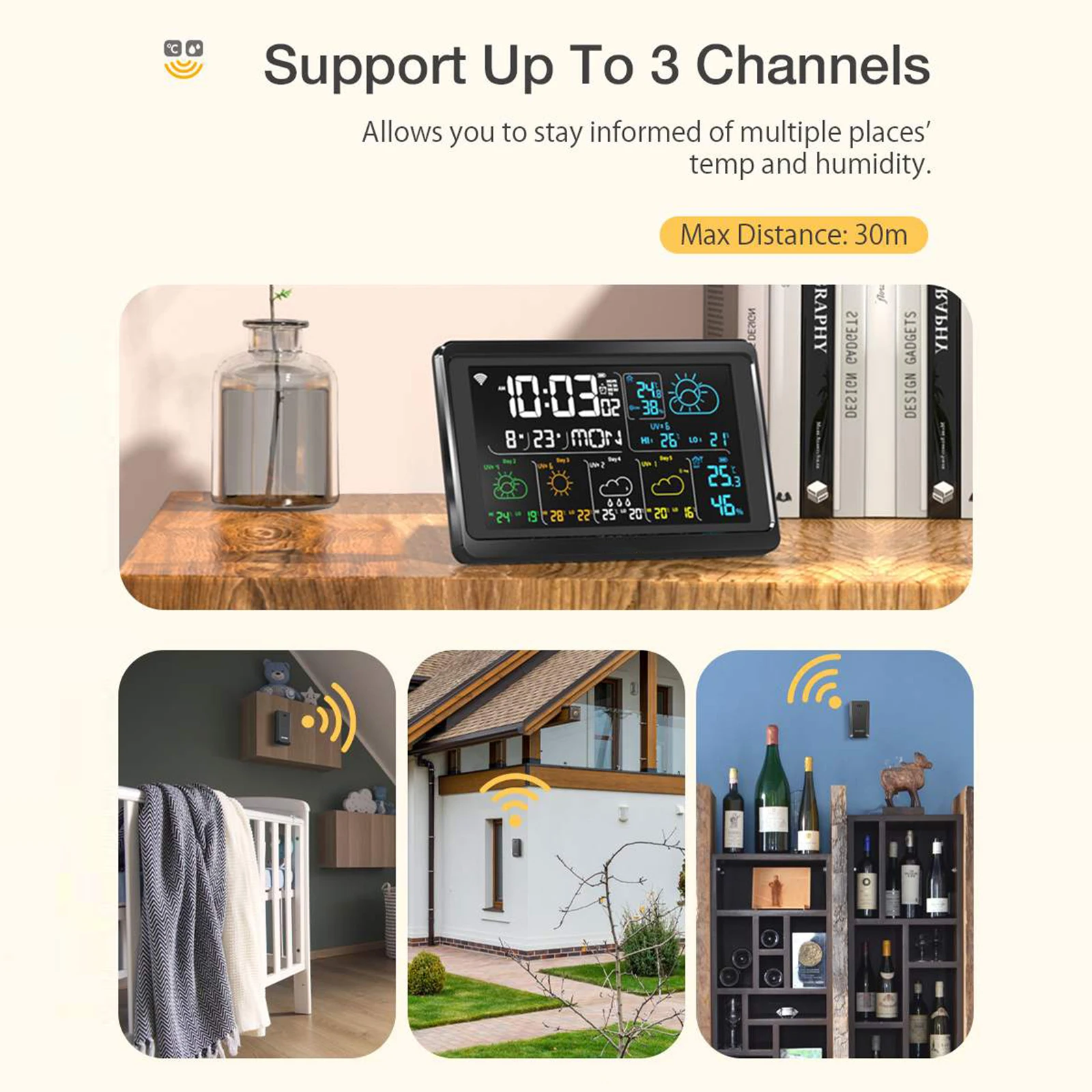 Hygrometer Thermometer Indoor Outdoor LCD Display Temperature Weather Forecast Weather Station Wireless Durable
Hygrometer Thermometer Indoor Outdoor LCD Display Temperature Weather Forecast Weather Station Wireless Durable