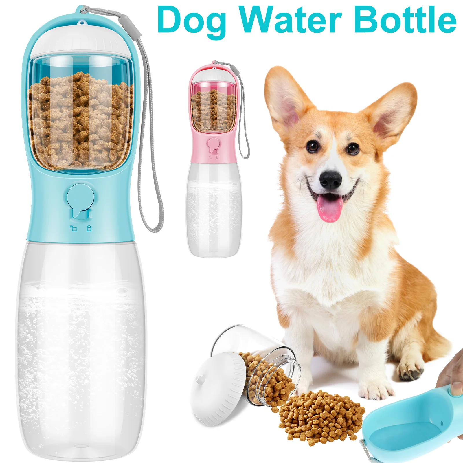 Dog Water Bottles with Food Container 550ml Portable Dog Water Bottle Dispenser Leak Proof Dog Walking Bottle Reusable Pet
Dog Water Bottles with Food Container 550ml Portable Dog Water Bottle Dispenser Leak Proof Dog Walking Bottle Reusable Pet