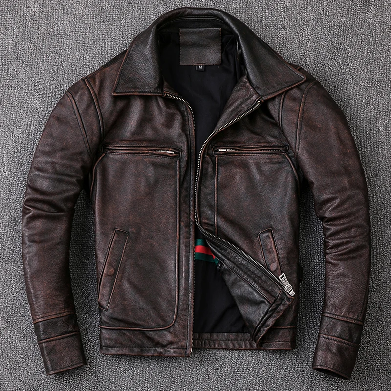 New Men Cowhide Coat Men's Genuine Leather Jacket Vintage Style Man Leather Clothes Motorcycle Biker Jackets
New Men Cowhide Coat Men's Genuine Leather Jacket Vintage Style Man Leather Clothes Motorcycle Biker Jackets