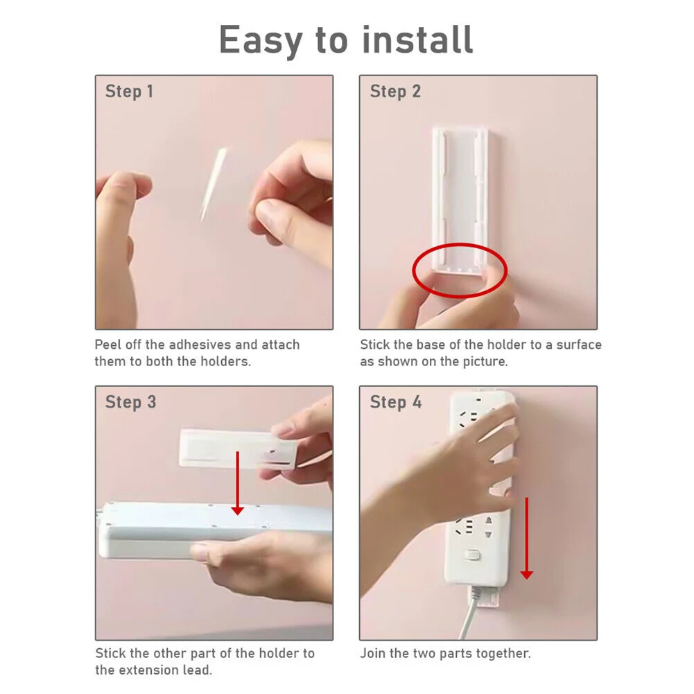 2pcs Wall-Mount Power Strip Holder Self Adhesive Plug & Extension Lead Organiser White Blue Pink Green Home Organization
2pcs Wall-Mount Power Strip Holder Self Adhesive Plug & Extension Lead Organiser White Blue Pink Green Home Organization