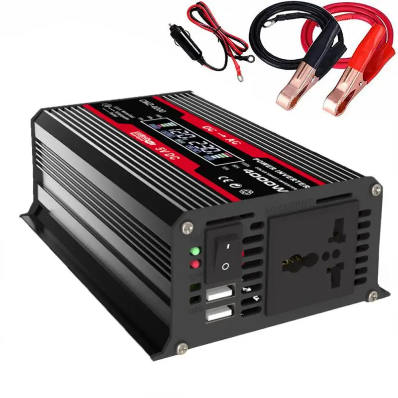 4000W Peak Solar Car Power Inverter DC 12V To AC 220V Car Adapter Car Converter With 2.4A 2-Port USB Car Adapter With LCD Intel
4000W Peak Solar Car Power Inverter DC 12V To AC 220V Car Adapter Car Converter With 2.4A 2-Port USB Car Adapter With LCD Intel