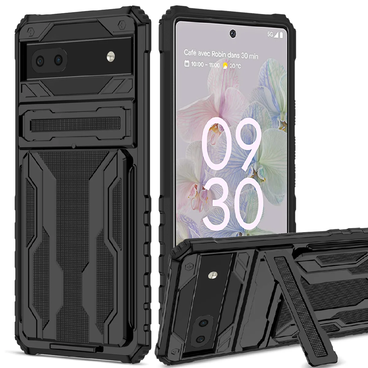

for Google Pixel 6A Pro Case Wallet 3-Card Flip Cover Credit Card Holder Slot Back Pocket Dual Layer Protective Hybrid Hard Case