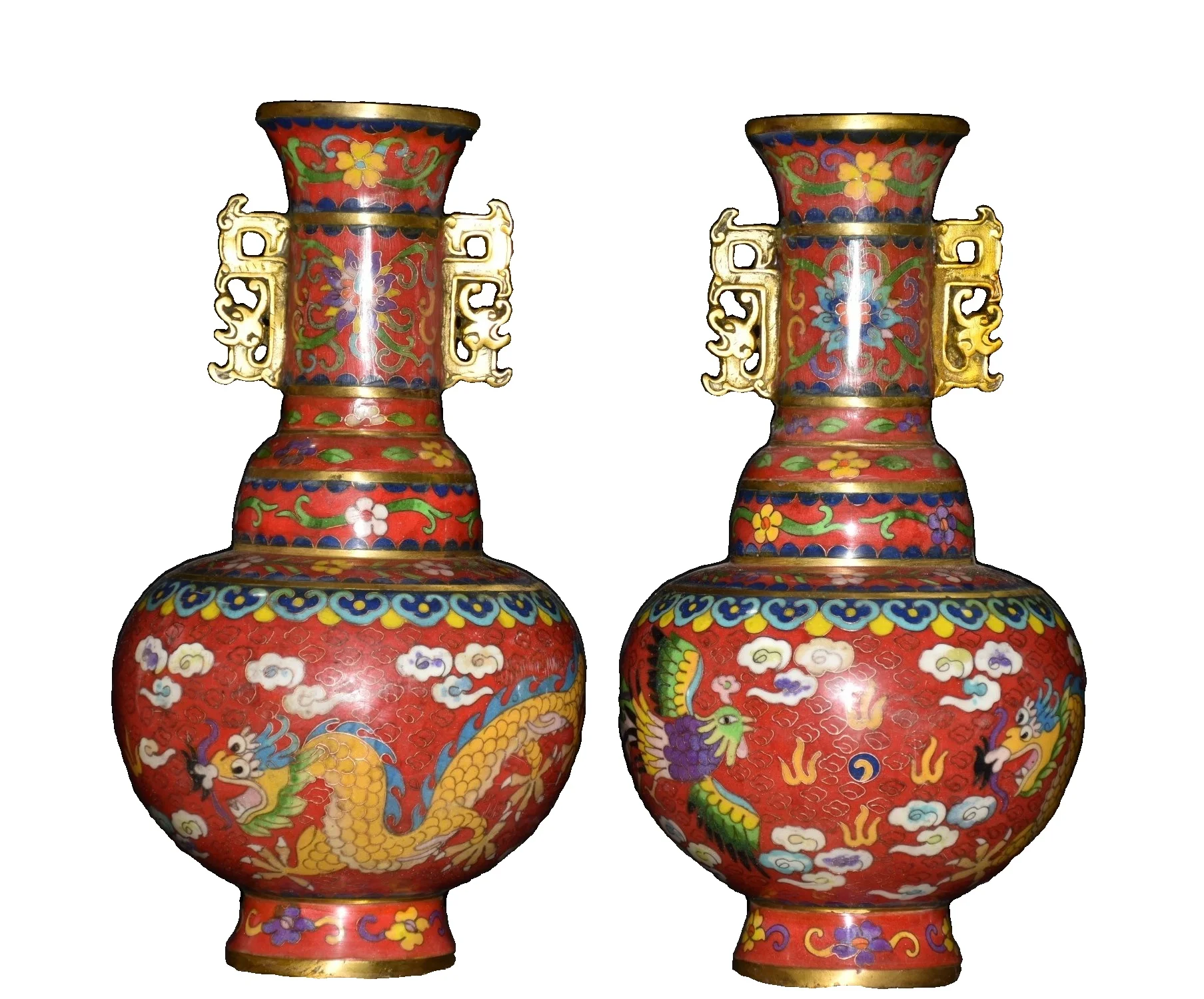 Laojunlu A Pure Copper Cloisonné Filigree Gilt Pair Of Dragon And Phoenix Rectangular Amphora Vases Chinese Traditional Style
Laojunlu A Pure Copper Cloisonné Filigree Gilt Pair Of Dragon And Phoenix Rectangular Amphora Vases Chinese Traditional Style